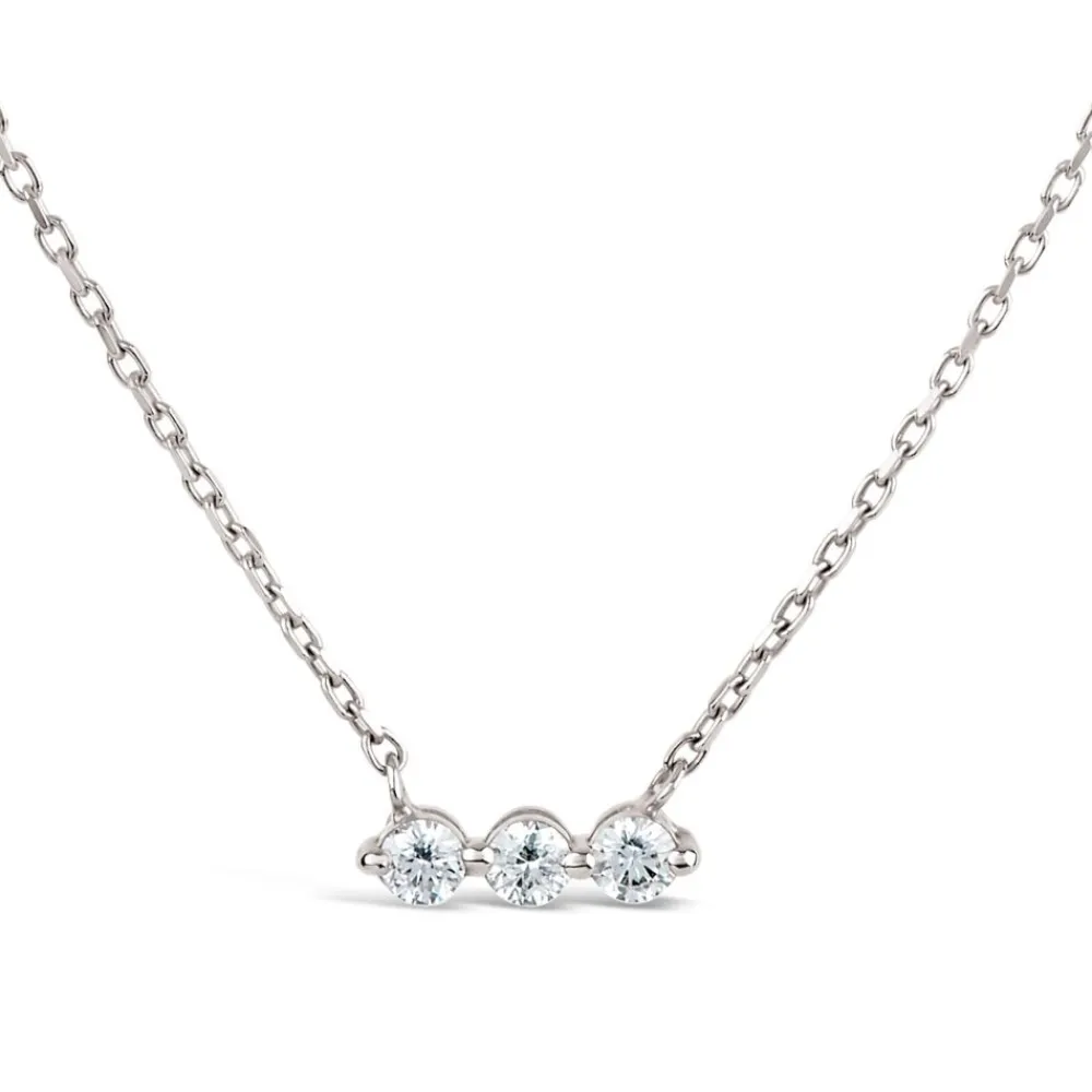 Dinny Hall Shuga 14K Gold Three Stone Diamond Bar Necklace