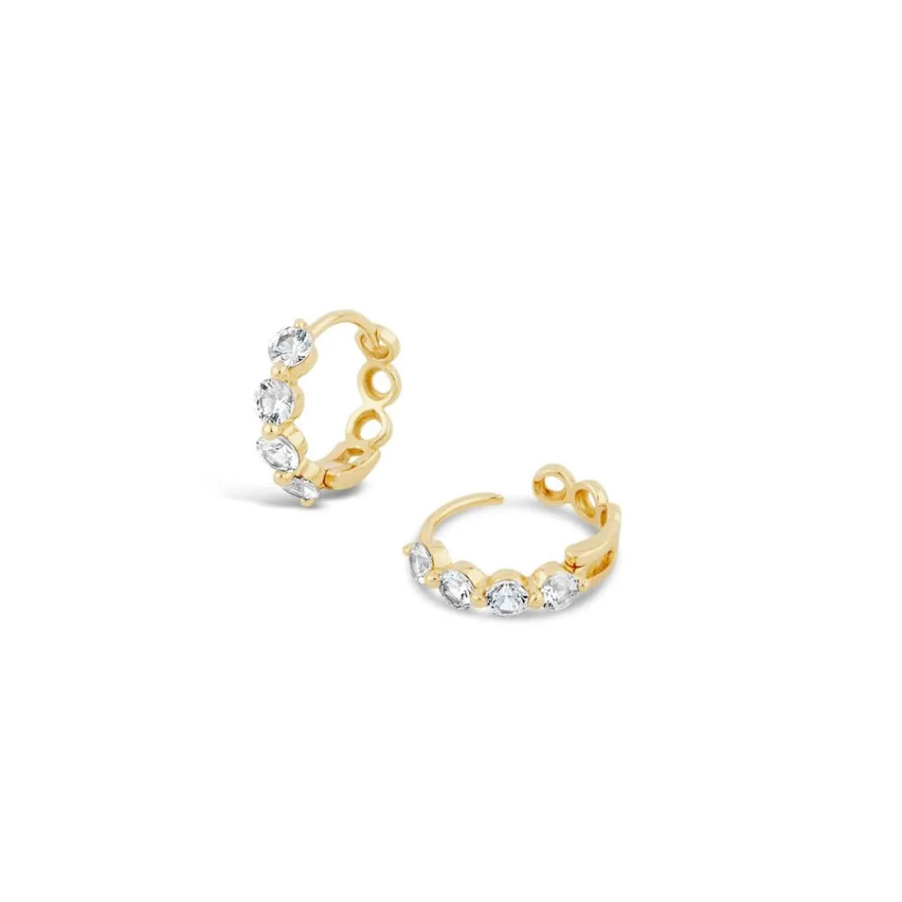 Dinny Hall Shuga 14K Gold White Sapphire Huggie Hoops
