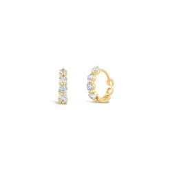 Dinny Hall Shuga 14K Gold White Sapphire Huggie Hoops