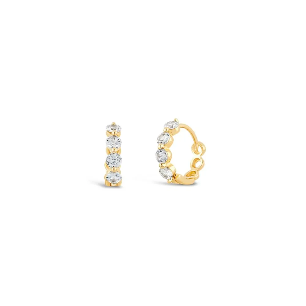 Dinny Hall Shuga 14K Gold White Sapphire Huggie Hoops