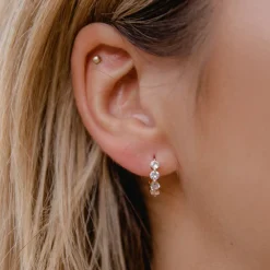 Dinny Hall Shuga 14K Gold White Sapphire Huggie Hoops