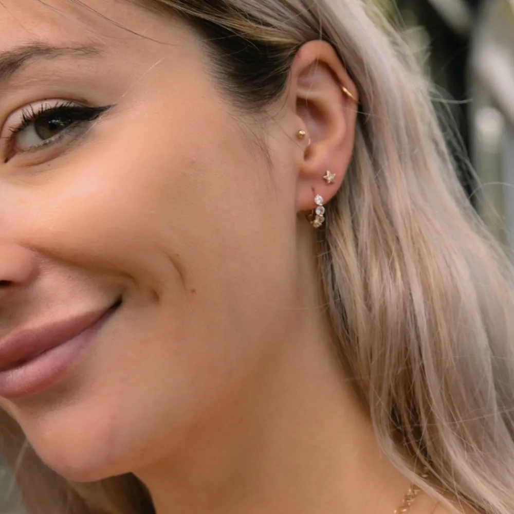 Dinny Hall Shuga 14K Gold White Sapphire Huggie Hoops