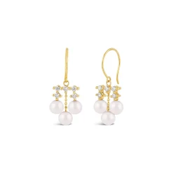 Dinny Hall Shuga 14K Pearl & Multi Diamond Chandelier Earrings