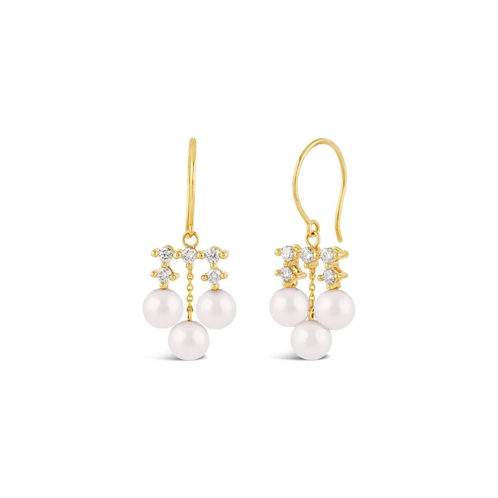 Dinny Hall Shuga 14K Pearl & Multi Diamond Chandelier Earrings