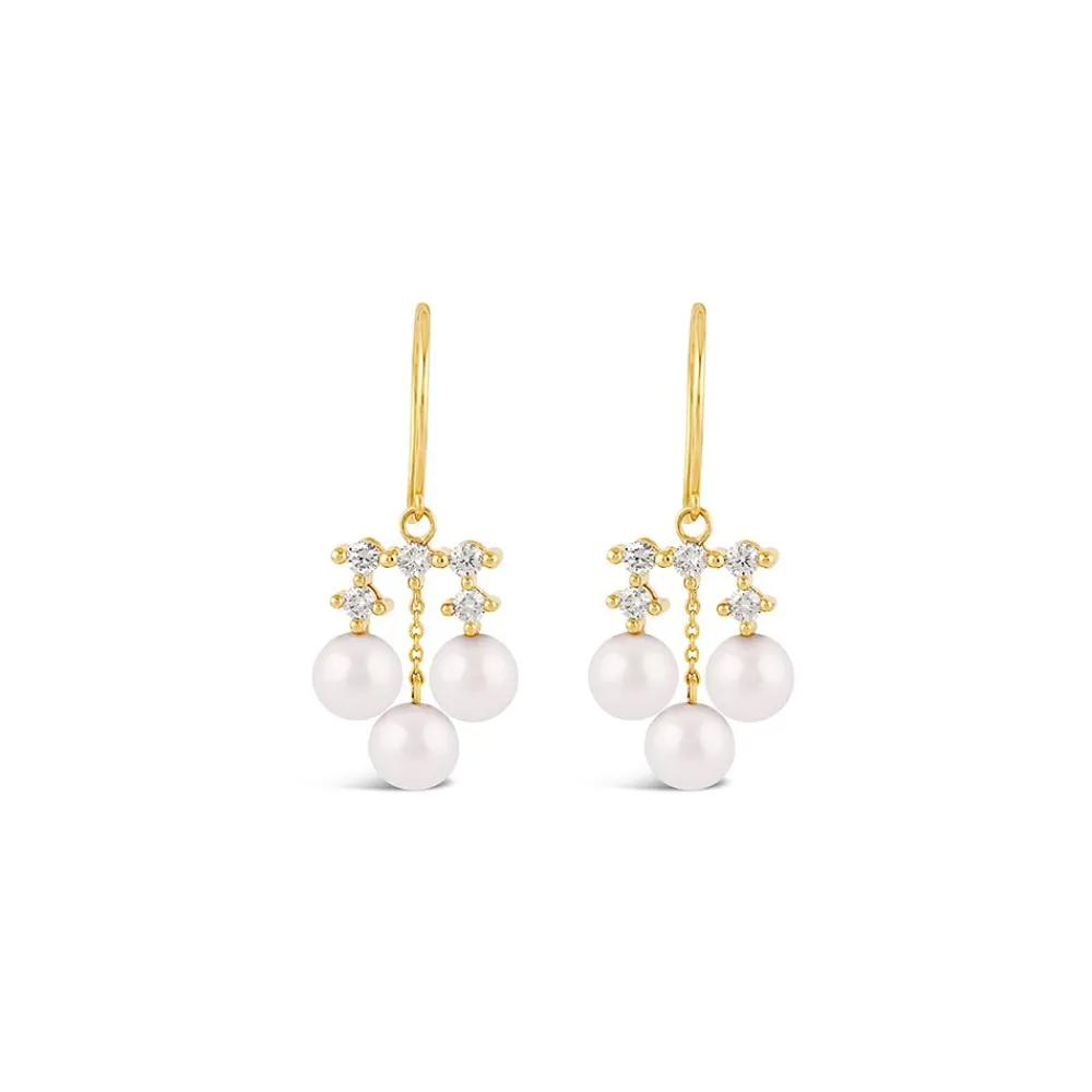 Dinny Hall Shuga 14K Pearl & Multi Diamond Chandelier Earrings