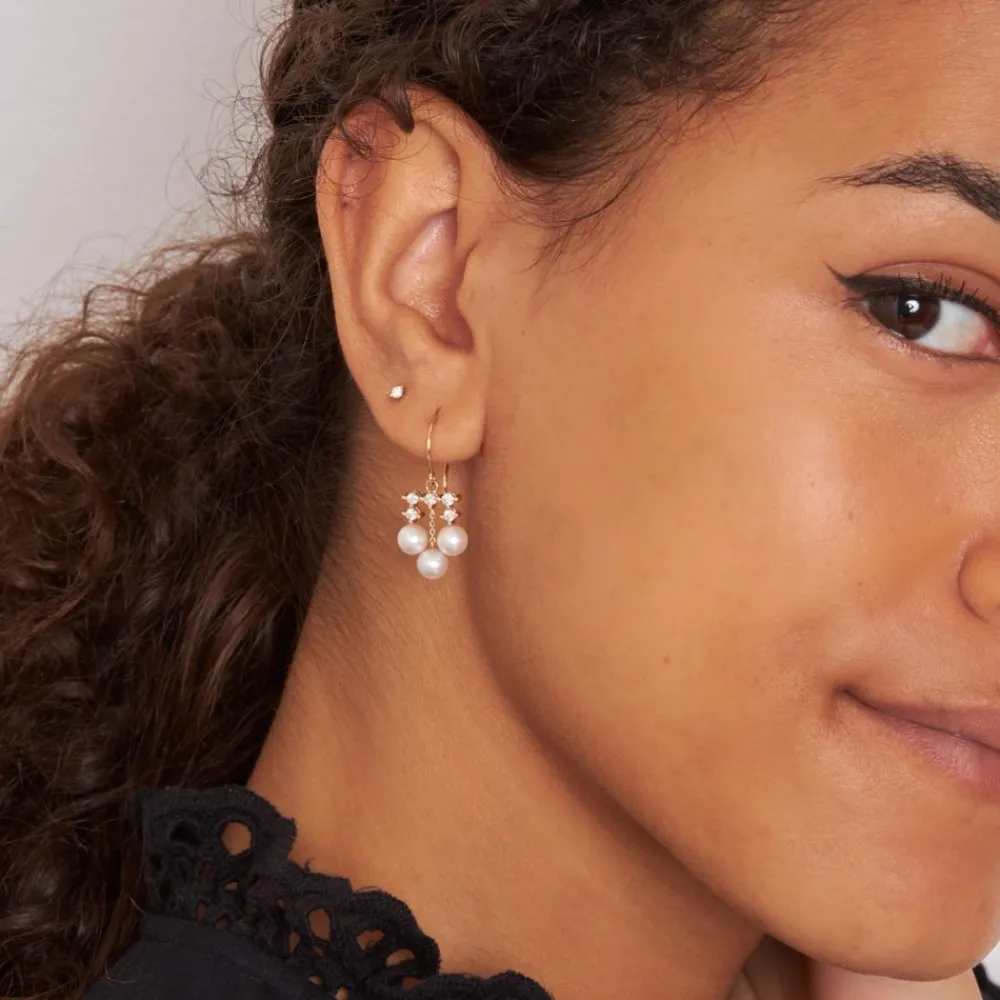 Dinny Hall Shuga 14K Pearl & Multi Diamond Chandelier Earrings