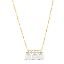 Dinny Hall Shuga 14K Triple Pearl & Five Diamond Pendant