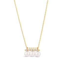 Dinny Hall Shuga 14K Triple Pearl & Five Diamond Pendant