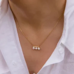 Dinny Hall Shuga 14K Triple Pearl & Five Diamond Pendant