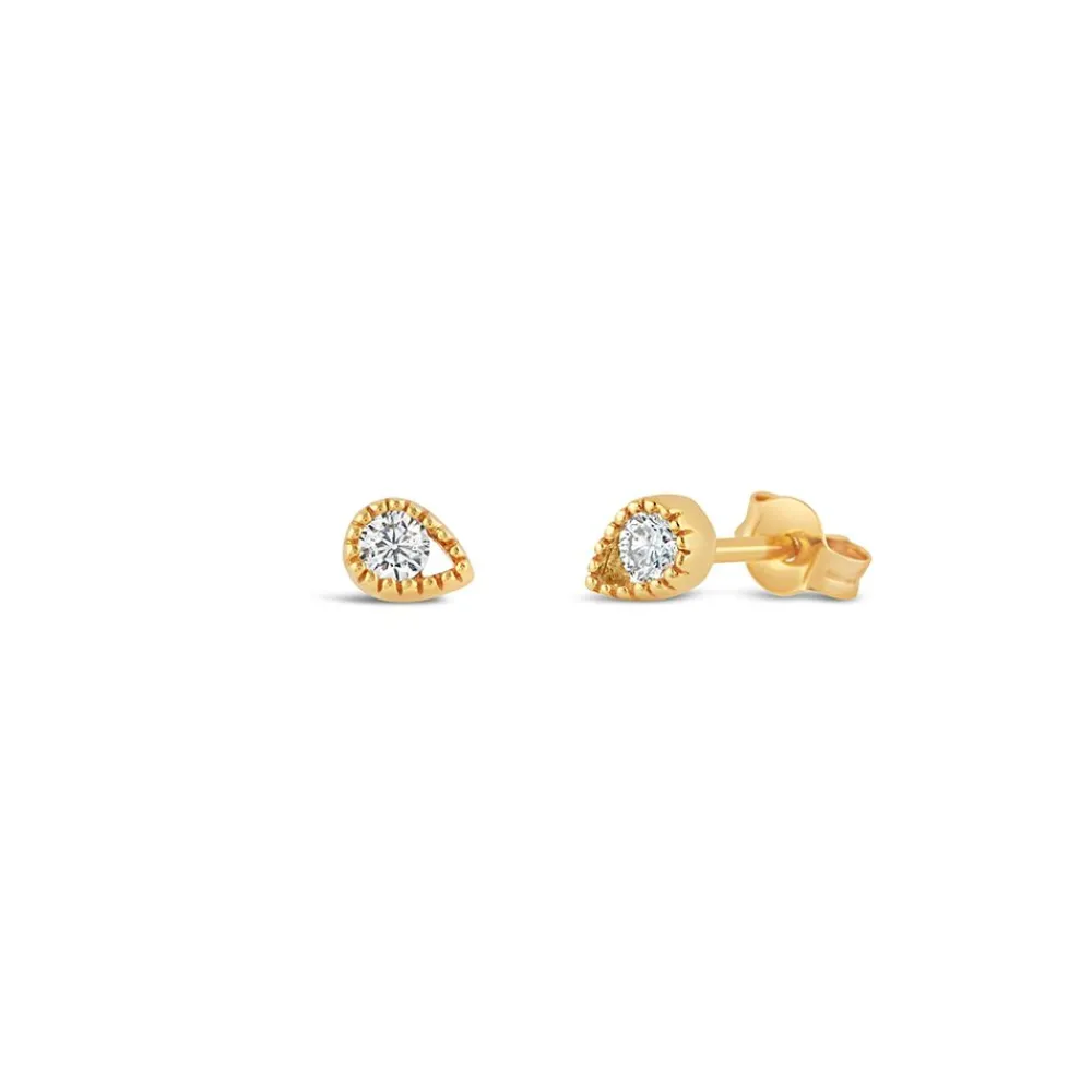 Dinny Hall Solid Gold Created Diamond Jasmine Teardrop Studs