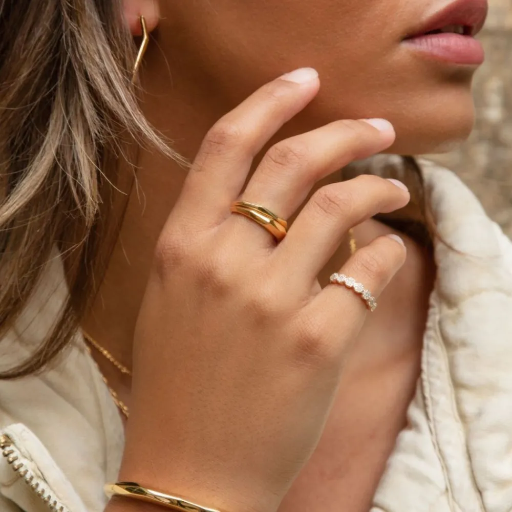 Dinny Hall Starflower Recycled Gold Diamond Pinky Ring