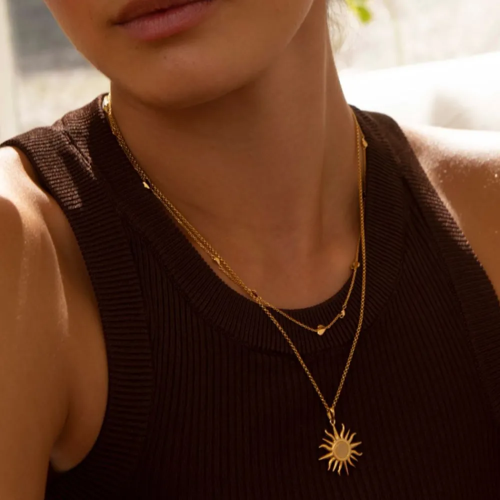 Dinny Hall Sun Charm With Brushed Centre Pendant