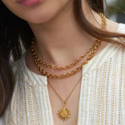 Dinny Hall Sun Charm With Brushed Centre Pendant