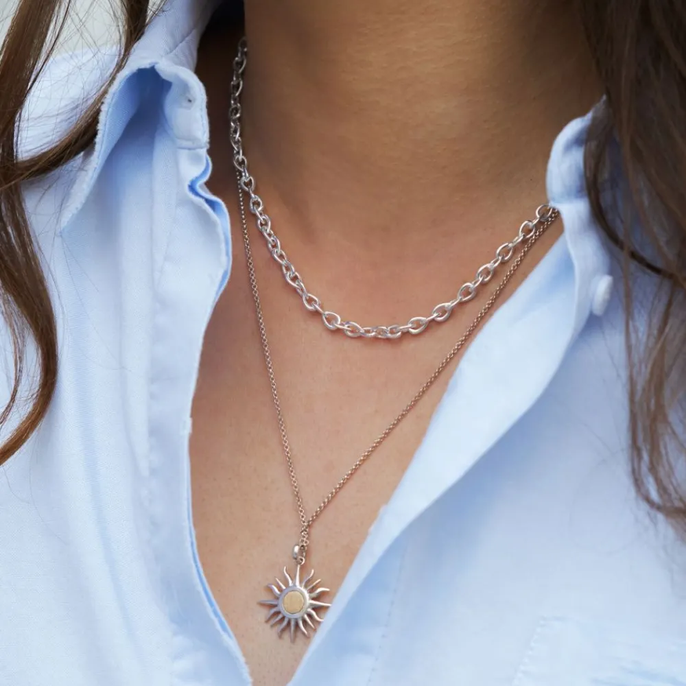 Dinny Hall Sun Charm With 9K Brushed Centre Pendant
