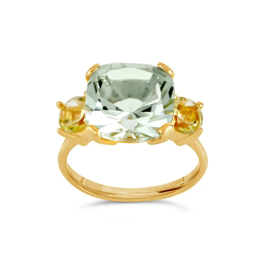 Dinny Hall Teresa 22K Yellow Gold Vermeil Green Amethyst & Oro Verde Ring