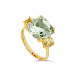 Dinny Hall Teresa 22K Yellow Gold Vermeil Green Amethyst & Oro Verde Ring