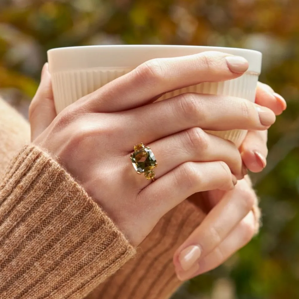 Dinny Hall Teresa 22K Yellow Gold Vermeil Green Amethyst & Oro Verde Ring