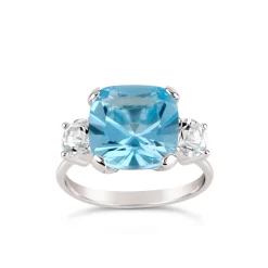 Dinny Hall Teresa Silver Blue Topaz & White Topaz Ring