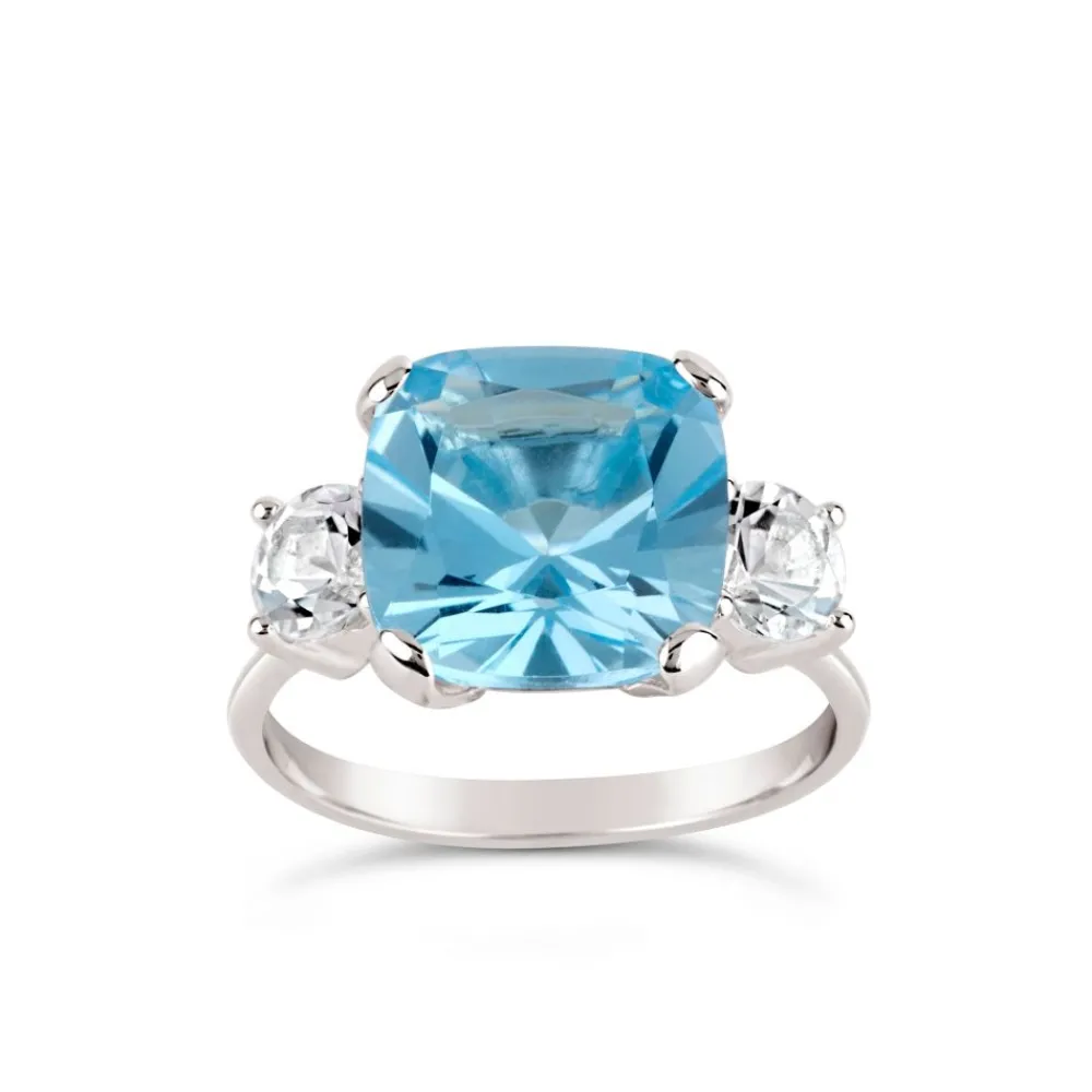 Dinny Hall Teresa Silver Blue Topaz & White Topaz Ring