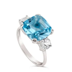 Dinny Hall Teresa Silver Blue Topaz & White Topaz Ring