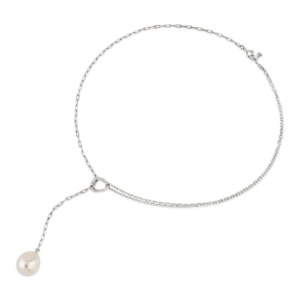 Dinny Hall Thalassa Faceted Lariat With Freshwater Pearl