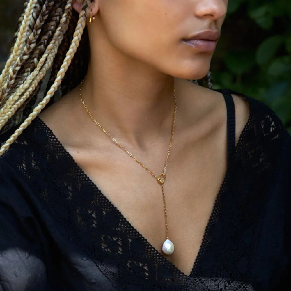 Dinny Hall Thalassa Faceted Lariat With Freshwater Pearl