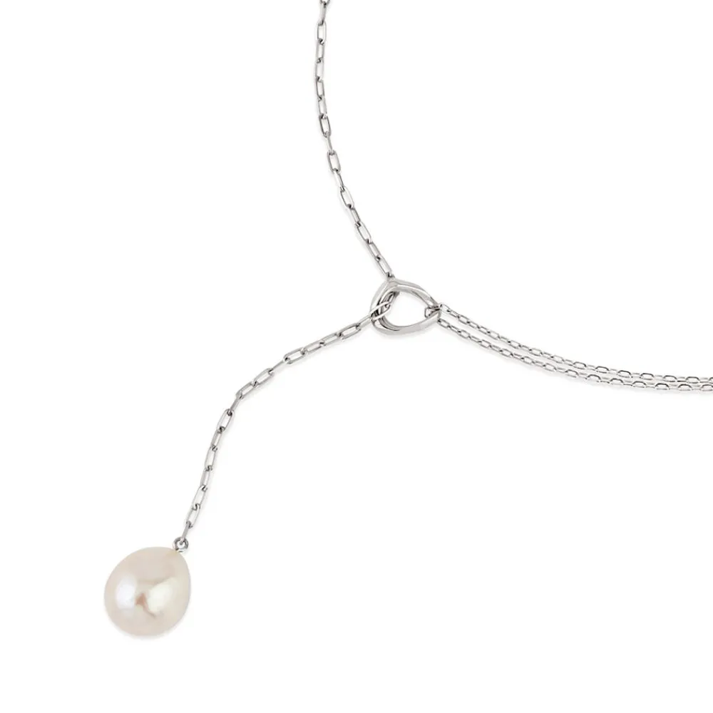 Dinny Hall Thalassa Faceted Lariat With Freshwater Pearl