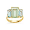 Dinny Hall Trinny Trilogy Green Amethyst & Sky Blue Topaz Ring