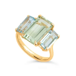 Dinny Hall Trinny Trilogy Green Amethyst & Sky Blue Topaz Ring