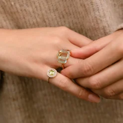 Dinny Hall Trinny Trilogy Green Amethyst & Sky Blue Topaz Ring