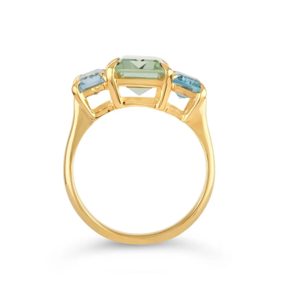 Dinny Hall Trinny Trilogy Green Amethyst & Sky Blue Topaz Ring