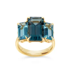 Dinny Hall Trinny Trilogy London Blue Topaz & Swiss Blue Topaz Ring