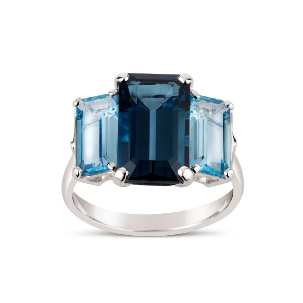 Dinny Hall Trinny Trilogy London Blue Topaz & Swiss Blue Topaz Ring