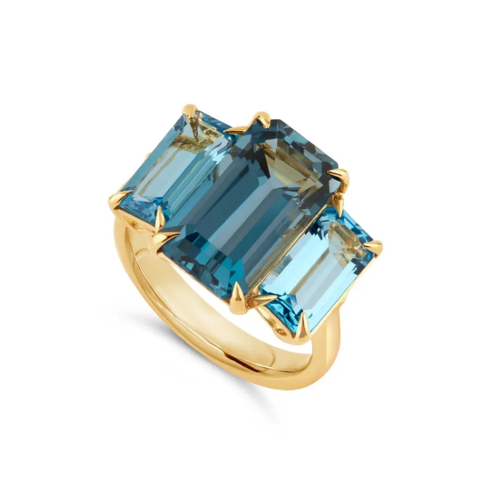 Dinny Hall Trinny Trilogy London Blue Topaz & Swiss Blue Topaz Ring