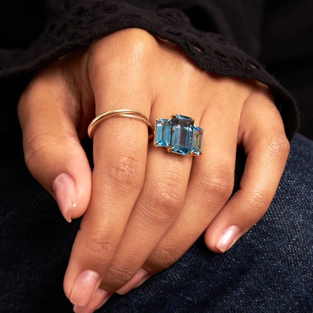 Dinny Hall Trinny Trilogy London Blue Topaz & Swiss Blue Topaz Ring