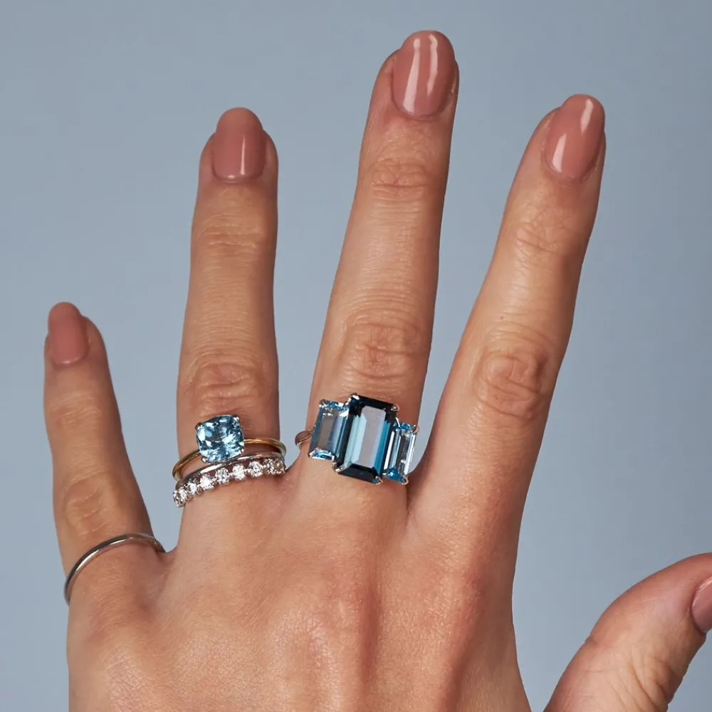 Dinny Hall Trinny Trilogy London Blue Topaz & Swiss Blue Topaz Ring